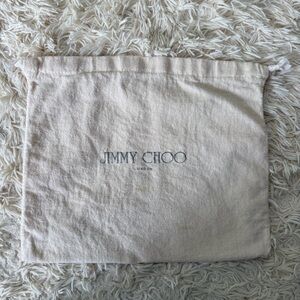 Jimmy Choo London Dust Bag 14x11 Cream Cotton Drawstring Italy